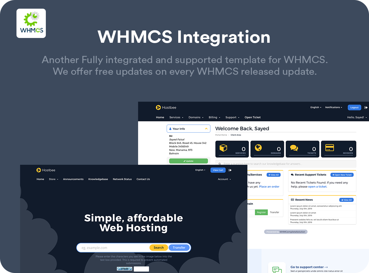 Hustbee - Hosting  WHMCS Template