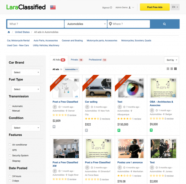Classificados de anúncios Lara - Aplicativo da Web