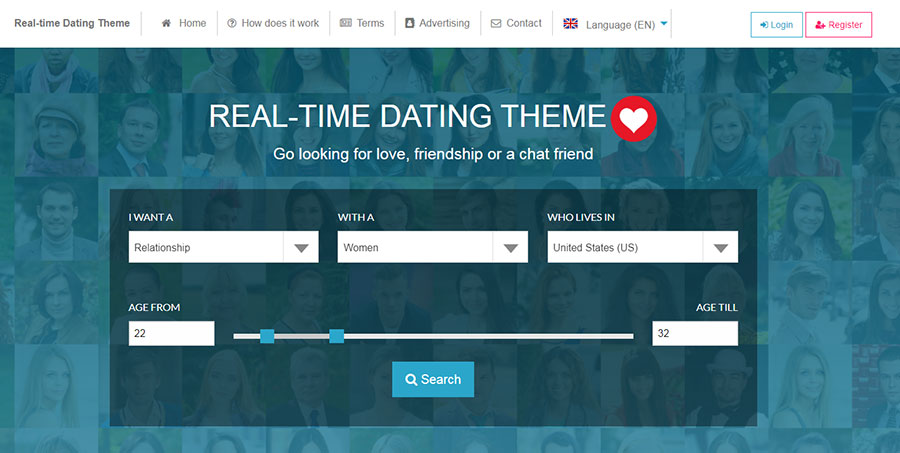 Site namoro - Tema de site de namoro em tempo real + CMS
