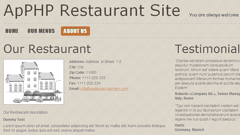 Script Restaurante - Menu de restaurante PHP e site de reserva
