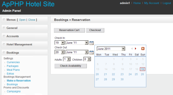 Hotel sistema de reservas script php