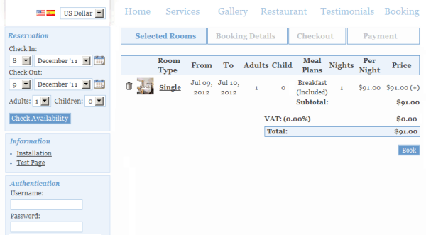 Hotel sistema de reservas script php